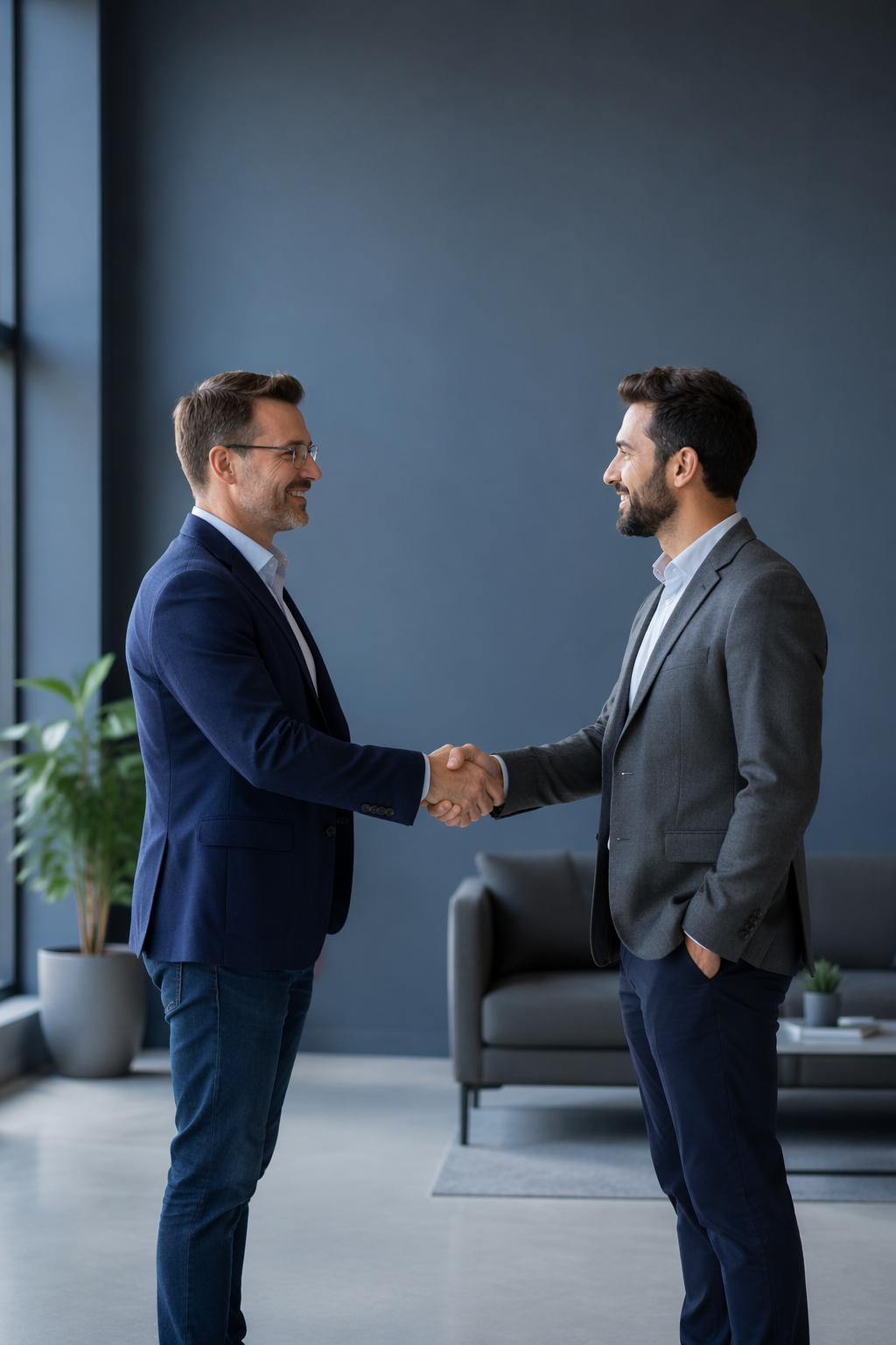 business partnership handshake representing no long-term IT contracts in Nashville